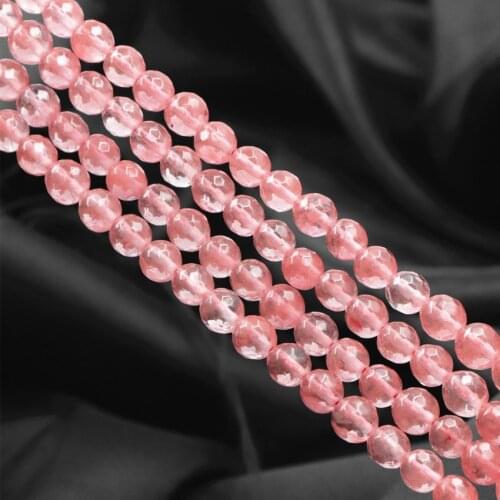 Pink Watermelon Crystal Loose Beads for Jewelry Making Faceted Round Quartzs DIY Accessories 3 4 6 8 10 12mm Craft 15inch A699