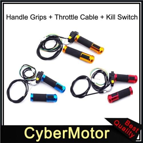 22mm 7/8'' Throttle Hand Grips + Cable + Kill Stop Switch For 49cc 50cc 60cc 80cc Gas Motorized Bicycle Push Bike