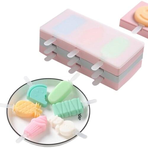Silicone Ice Cream Mold With Sticks Cartoon Popsicle Moulds Animals Shape Summer Ice Cube Tray For Candy Bar Decoration