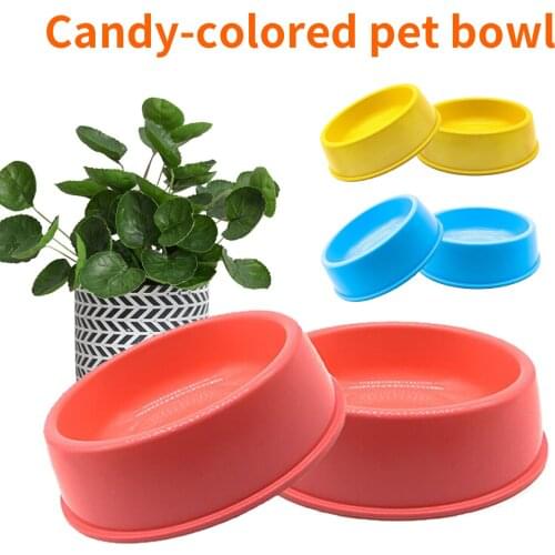 Pet Supplies Round Single Bowl Large Non-Slip Feed Food Water Feeder Plastic Dog Cat Smooth Storage Portable
