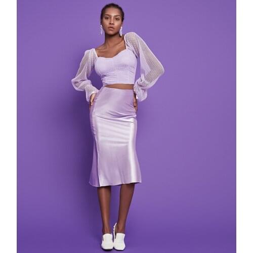 2021 Korean England Style Office Lady Simple Solid Satin Elegant Summer Midi Skirt Women Faldas Mujer Moda Long Skirts Womens