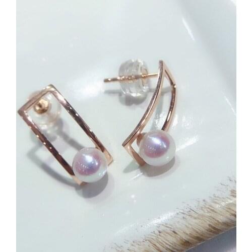 MADALENA SARARA 18K Gold Akoya Pearl Women Earring Simple Design 7.5-8.0mm Pearl Earring