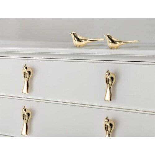 LISM Gold Bird Cabinet Knobs Wall Hanging Hook Modern Creative Furniture Knobs Kitchen Wardrobe Pulls Dresser Door Handle Knob