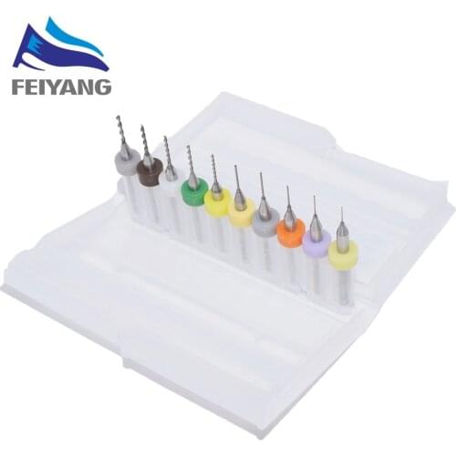 10pcs 0.3mm to 1.2mm PCB mini drill Bit tungsten steel carbide for print circuit board cnc drill Bits Machine