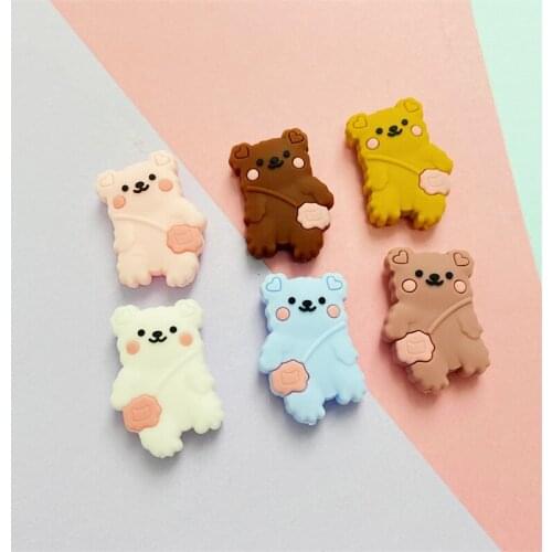 10 pcs mini bear cartoon cut beads DIY food grade baby pacifier chain pendant BPA-free baby care teether toys