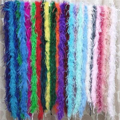 2Meters Colorful Ostrich Feathers Boa Trim Cape Ostrich Feather for Clothes Fringe Trimmings DIY Crafts Plumes Party Decoration