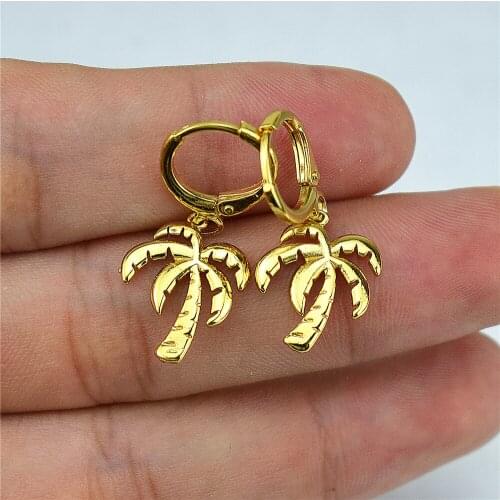 2021 new electroplating AAA micro cubic zirconia inlaid plant coconut earrings jewelry gifts for women and men