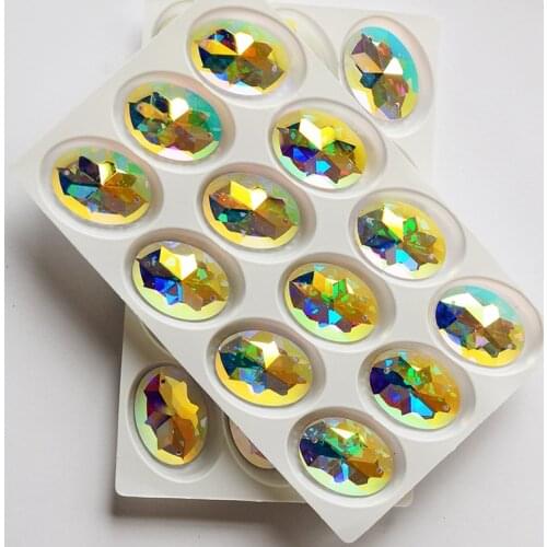 2052TH AB Oval Strass Crystal Rhinestones Flat Back glass rhinestones applique Wedding Dress Clothing Decoration