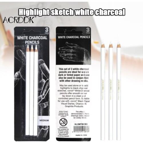 3pcs White Charcoal Pencils for Sketch Carbon Pens DIY Scrapbooking School Stationery Sketch Tools Art Tools FC