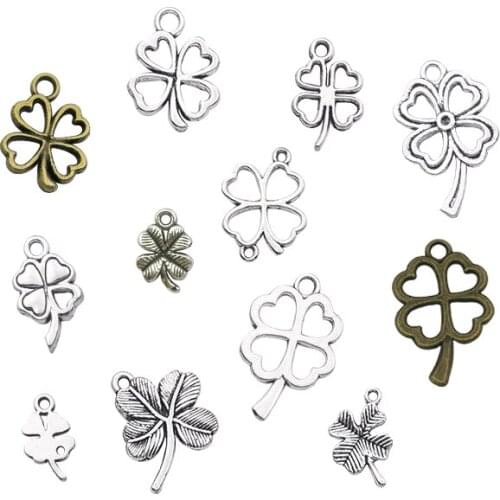 30Pcs Clover Charms Pendants DIY Jewelry Making Alloy Findings Accessory For Necklaces Earrings