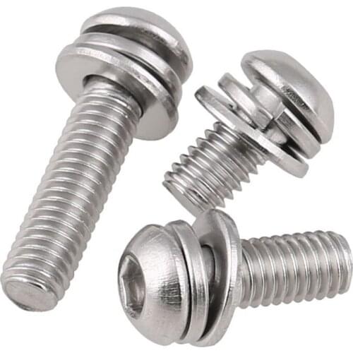 304 stainless steel head / disc head hexagonal combination screw M3 M4 M5 M6 20PCS