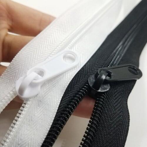 5# 10m/lot Nylon Coil Continuous Zipper Chain Roll Tape Black White for Bedding Sofa Sleeping Bag Zippers Replace Instant Repair