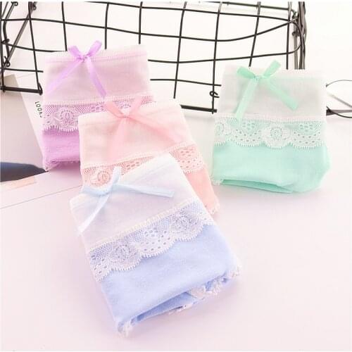5pcs/lot 2018 Autumn New Pink Girl Underwear Lace Edge Cotton Bow Cute Womens Underwear Kids Panties 12-20years