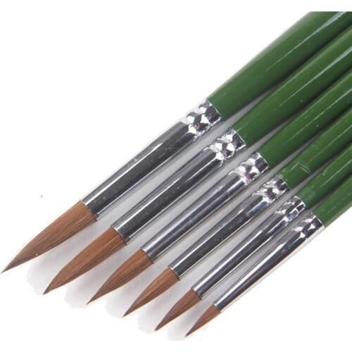 6pcs/set weasel hair Green long rod oil painting brush head tip gouache watercolor painting Art painting supplies students