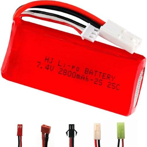 7.4V 2S 2800mAh Lipo Battery with SM/JST/EL-2P/T Plug for Feilun FT009 RC toys Boat Spare Parts 7.4V high capacity lipo battery