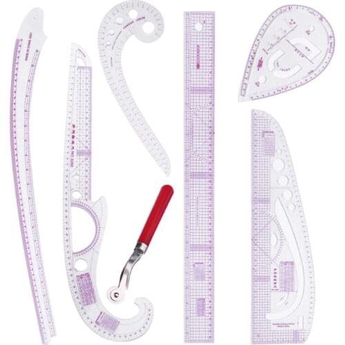7pcs/set Tailor Comma Curve Grading Ruler Measure Sewing Dressmaking Yardstick Drawing Template Patchwork Tool