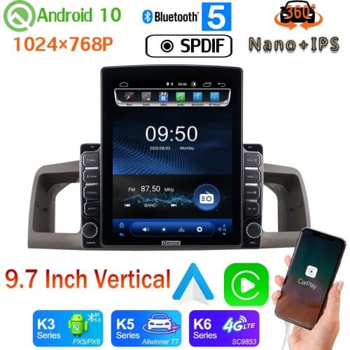 9.7" Vertical Tesla Android 10.0 Car Multimedia Player Radio GPS PX6 4+64G For Toyota Corolla EX E120 E130 2004-2016 360 Camera