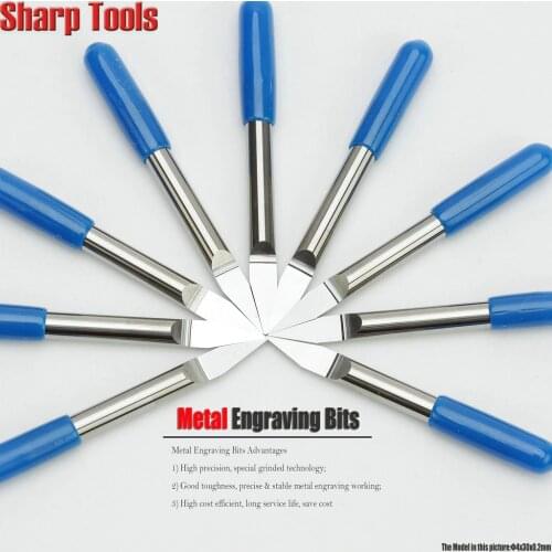 10pcs/Lot 4MM 30 Degree 0.2MM Metal Engraving Bits, V Shape Milling Tools, Carbide Cutting Bits, Carving Iron, Copper, Steel, Al