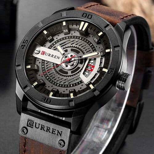 CURREN Relogio Masculino Mens Watches Top Brand Luxury Leather Fashion Casual Sport Clock Quartz Watch Men Military Wristwatches