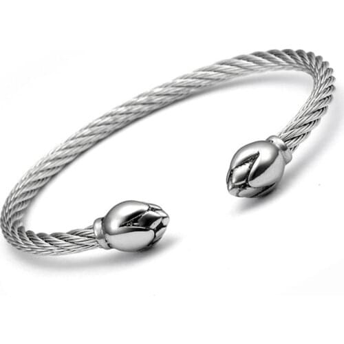 Classic Silver Braided Open Cuff Bangles Men Women Sporty Jewelry Luxury Lotus Style Chain Link Charm Bracelets Pulsera