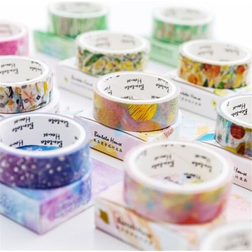Laser Foil Flowers Animal Japanese Masking Washi Tape Decorative Adhesive Tape Decora Diy Scrapbooking Sticker Label Stationery