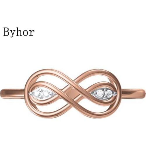 Byhor Solid 14K White+Rose Gold 0.028CT Natural Diamonds Fine Jewelry Trendy Wedding Band 2020 новинка ring bowknot кольца Women