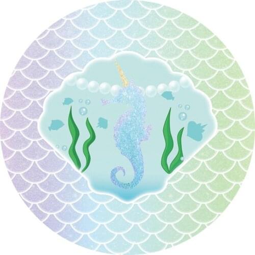 Round Circle Girls Mermaid Birthday Party Backdrop For Photo Studio Under The Sea Backgrounds Photocall
