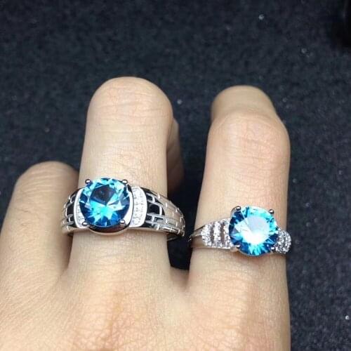 The Best gift For Your Lover Couple Rings Natural Topaz Lovers Ring 925 sterling silver