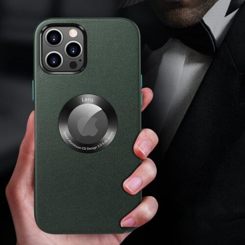 Magnetic Original Leather Phone Case For iPhone 12 11 Pro Max 12 Mini X XR XS Max Case Luxury Metal Buttons Wireless Charging