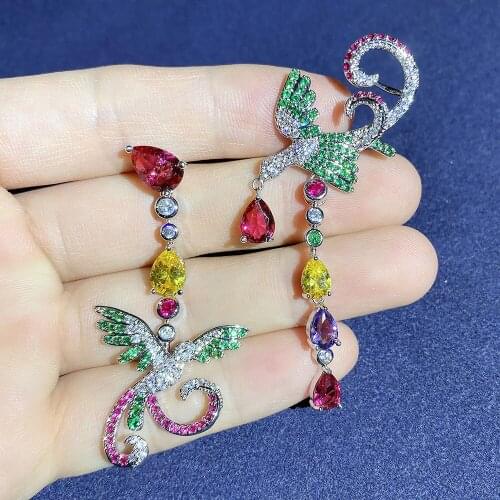 2020 Fashion Independent Design Multi Zircon Phoenix Drop Dangle Earring For Women Animal Bijoux Brinco