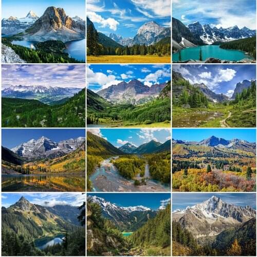 MomoArt Diamond Embroidery Mountain Picture Rhinestones Diamond Painting Scenic Full Square Mosaic Tree Cross Stitch Home Decor