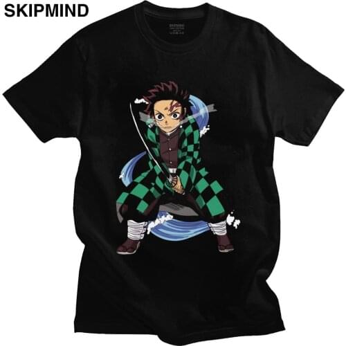 Demon Slayer Kimetsu No Yaiba T Shirt for Men Pure Cotton T-shirt Short Sleeve Anime Manga Tanjiro Kamado Tee Top Clothing Merch