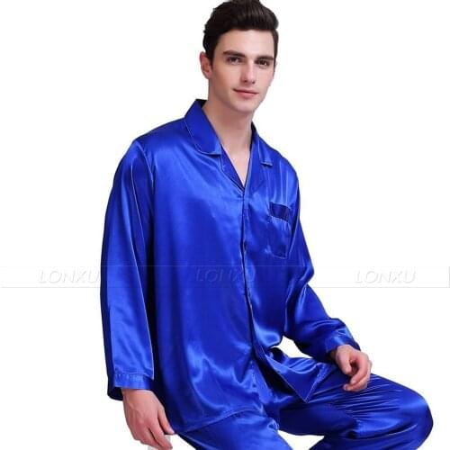 Mens Silk Satin Pajamas Set Pyjamas Set Sleepwear Loungewear S~4XL