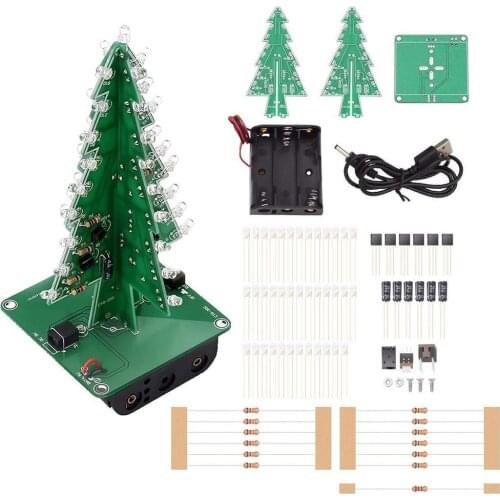 3D Christmas Tree DIY Kit 3/7 Colors LED Flash Mini Christmas Tree Circuit Board Electronic Learning Kit New Year 2022 Gift