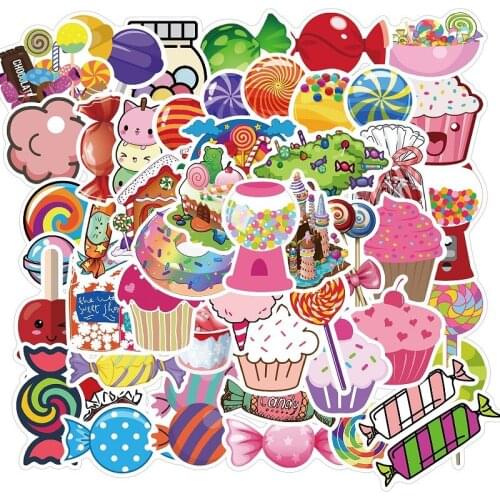 50 PCS Colorful Candy Graffiti Stickers DIY Baby Childrens Classic Toy Bike Travel Luggage Guitar Waterproof PVC Decals