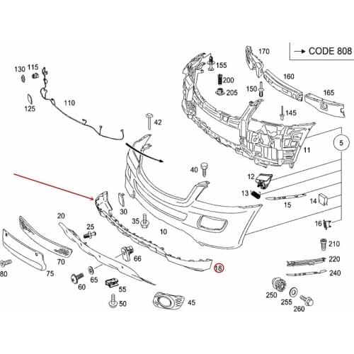 Front bumper chin Front bumper skirt Front lip lower lip Suitable for ML300 ML350mer ced es-be nzML500 Front bumper trim panel