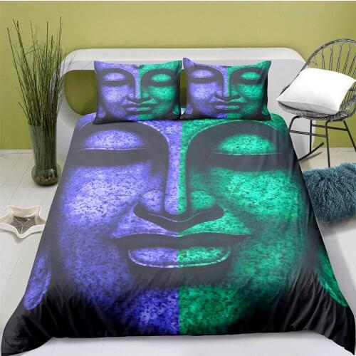 3D Printing Buddha Style Quilt Cover with Pillowcase Bedroom Decoration Queen Size Bedding Bedroom Set King Size Bed