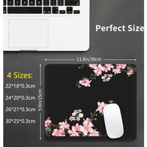 Navy And White Cherry Blossom Pattern Mouse Pad DIY Print Navy And White Cherry Blossom Pattern