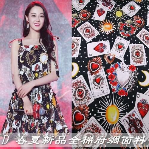 Natural 100% cotton playing card printed fabric cloth 145cm width parent-child childrens clothing shirt sewing fabric