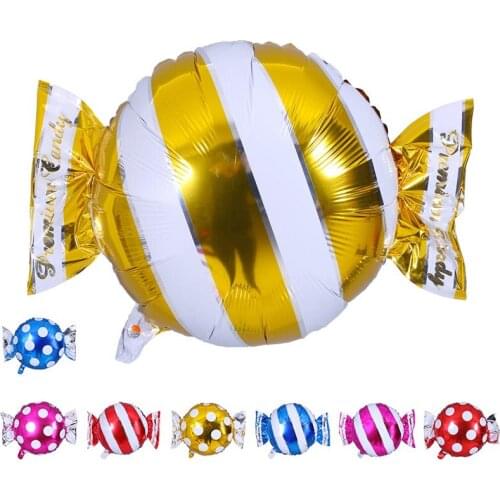 2PCS/LOT 18 Inch Aluminium Foil Balloons Candy Color Shape Stripe/Dot Balloons Wedding Birthday Party Decorations Kids Gift