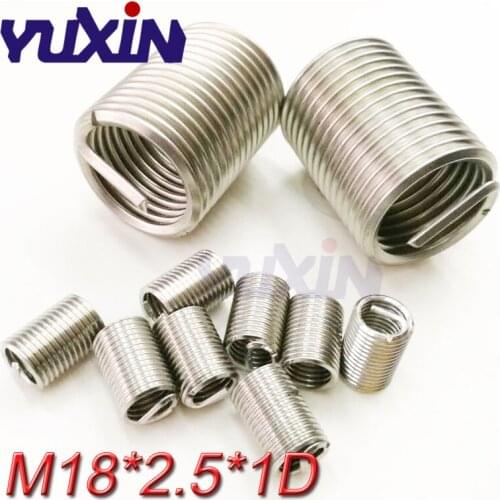 10pcs M18*2.5*1D Wire Thread Insert Stainless Steel 304 Wire Screw Sleeve M18 Screw Bushing Helicoil Wire Thread Repair Inserts