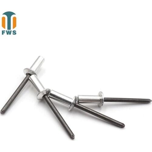 100 PCS M4.8 8-18mm DIN EN ISO 15973 GB /T 12615.1 Aluminum Steel Closed End Blind Rivets With Break Pull Mandrel Protruding Hea