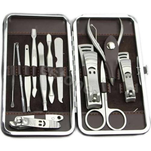 12 in1 Pedicure / Manicure Set Nail Clippers Cuticle Clippers Grooming Kit Case Stainless Steel