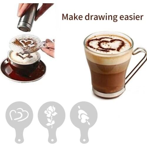 16 Pcs Coffee Decorating Stencils Flower Printing Mould Plastic Cupcake Template Cake Chocolate 16 Design Patterns Spray Mold