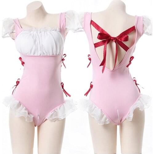 2021 Kawaii Maid Uniform Japanese Sexy Lingerie School Girl Swimsuit Cosplay Costumes Backless Open Crotch Design For Women