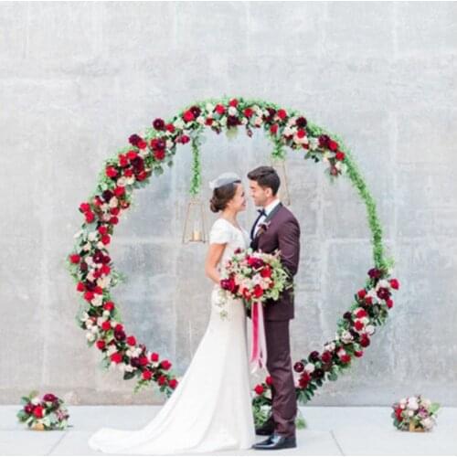 Free custom wedding props large iron ring arch background single pole arch flower gate outdoor lawn wedding ring shelf