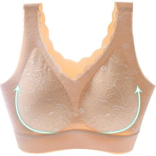 Womens Comfort Sleep Bra 3D Wireless Contour Seamless Bra Thick Lace Push-up Bra Vest No Steel Ring Sports Underwear