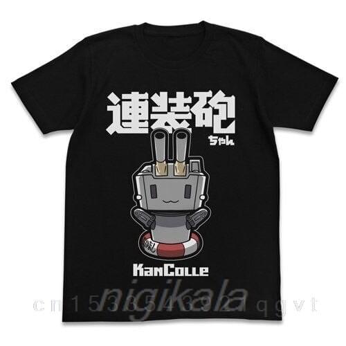 Kantai Collection KantaiColle Rensoho-chan T-shirt Black Men Short Sleeve Cotton Tshirt Tees