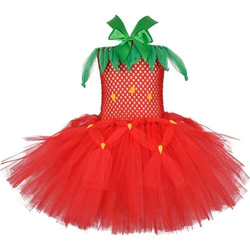 Halloween Red Fruit Strawberry Costume Kids Christmas Festival Tutu Party Dresses Children Kids Princess Cosplay Dressing Up