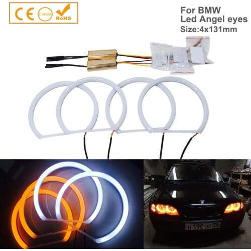 Dual Color white & yellow E36 E38 E49 E46 Projector SMD LED Angel Eyes For BMW Angel Eye Halo Cotton Light Error Free LED